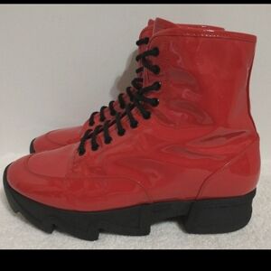 iRi New York Patent Leather Lace Up Runway Boots Size 44